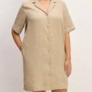 Everlane The Shirtdress in Linen Trench Coat Khaki Color/L